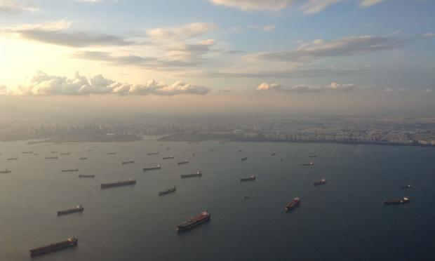 A peak of dusk: Port of Singapore